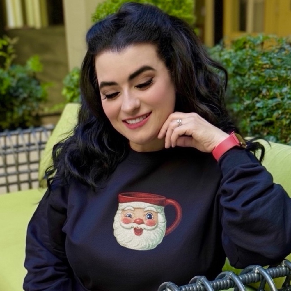 Retro Santa Mug Black Sweatshirt